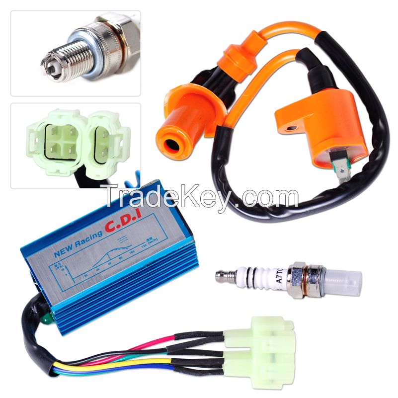 Free shipping performance racing Ignition Coil+ 6 Pin AC CDI+Spark Plug 50-150cc TaoTao Go Karts Chinese Scooter