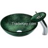 top grade art glass handpainted basin