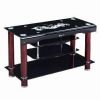 Glass TV Stand with Powder-coated Metal Pipe, Measures 1100x450mm