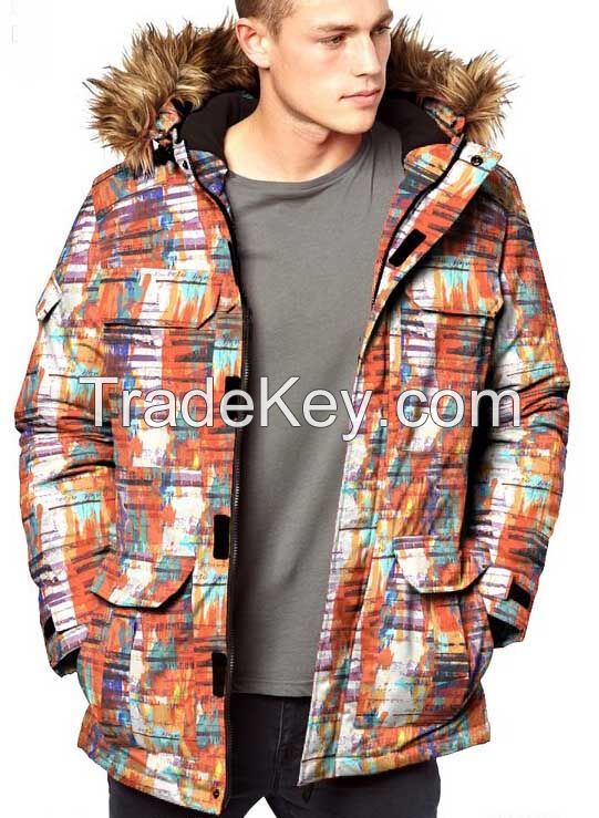 Man Print Down Ski Jacket