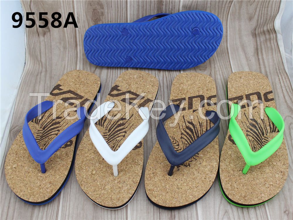 PVC strap men style cork sole eva slipper