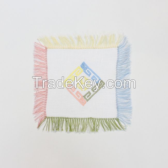 Mixed Colors Fringed Linen Cocktail Napkins