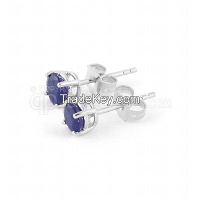 9ct White Gold 0.95ct Sapphire Classic Stud Earrings