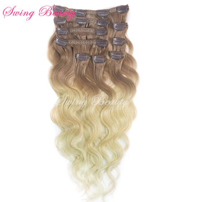 Clip-in Natural Blonde Curly Human Hair Extension