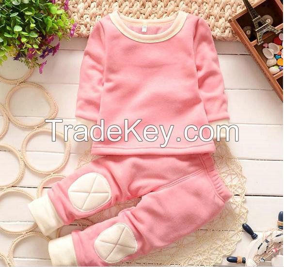 fleece thick warm baby underwear suit for winter