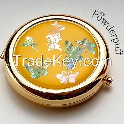 Inlaid with Mother of Pearl Paper Powder Puff -Butterfly, Korean Antique Mother of Pearl handcraft