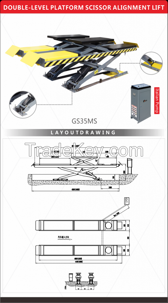 Double-level platform scissor alignment lift