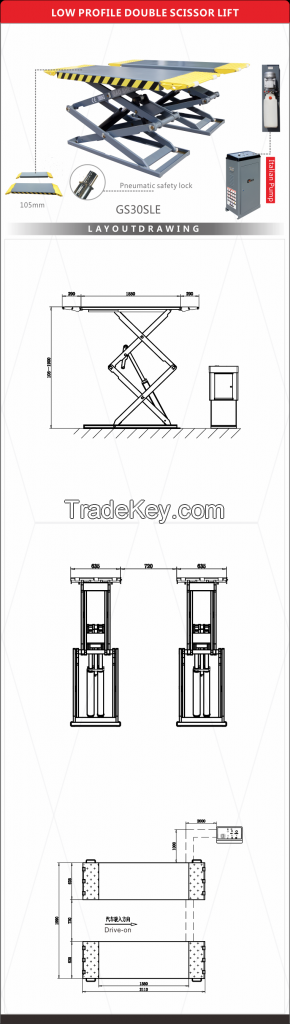 Low profile double scissor lift