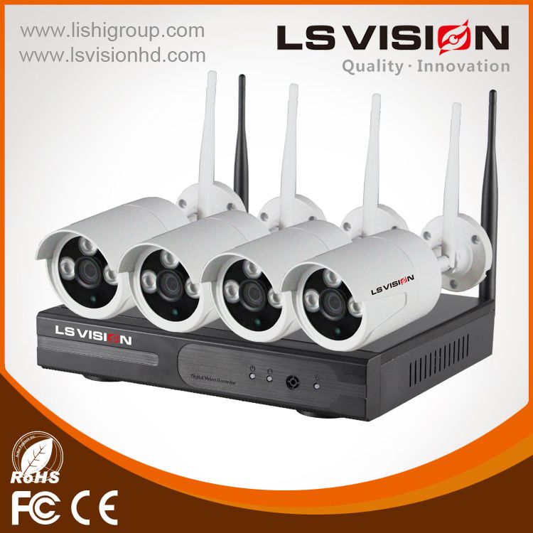 LS Vision 4 Channel Full HD 1080P Wireless Wifi Nvr Kit 4pcs P2P CCTV IP Surveilliance Camera (LS-WK9104)