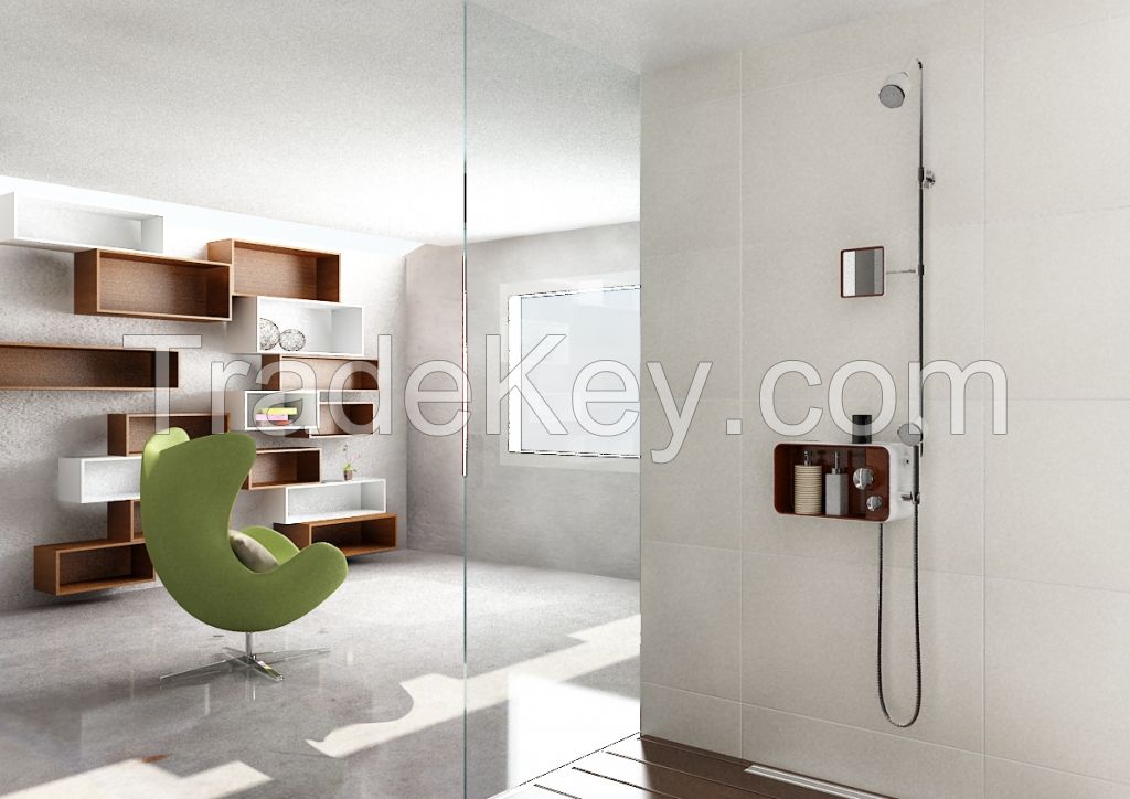 Cebien Shower system with multi-use wall mounted shelf - Model name: PUZZLE-200