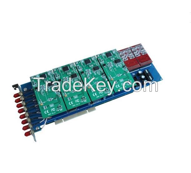 GSM800E 8 port GSM Asterisk card, VoIP PBX Card with GSM modules PCI card