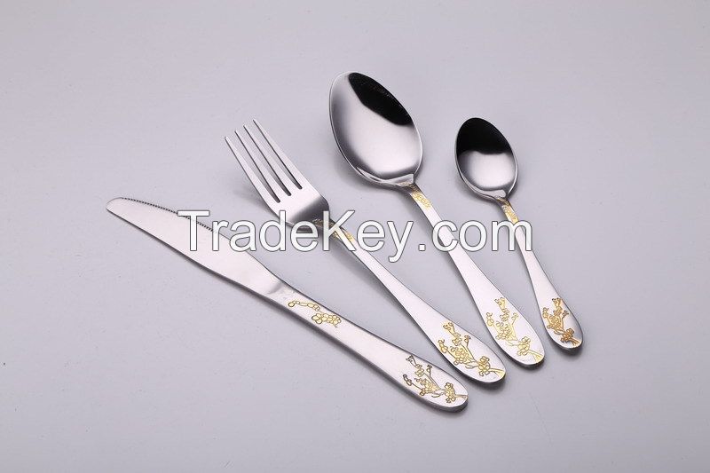 China stainless steel gold plated flatware