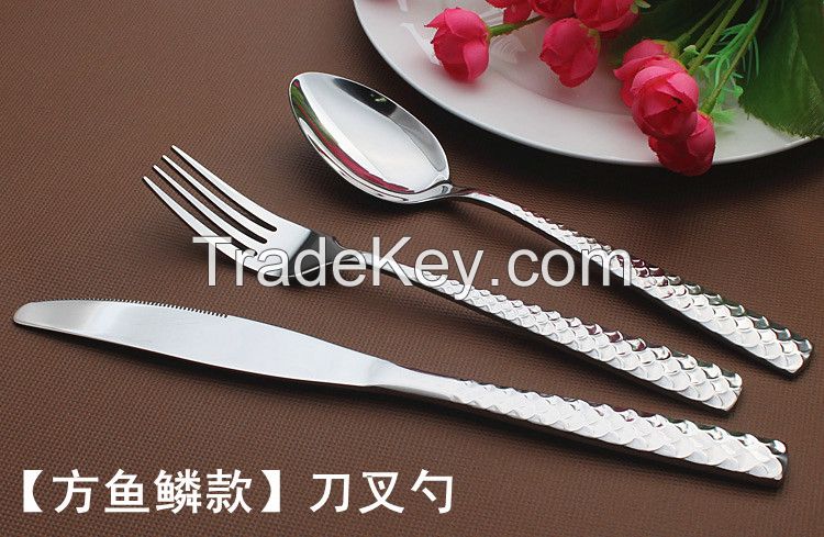 stainless steel flatware, cutlery set , knife, soup and tea spoon