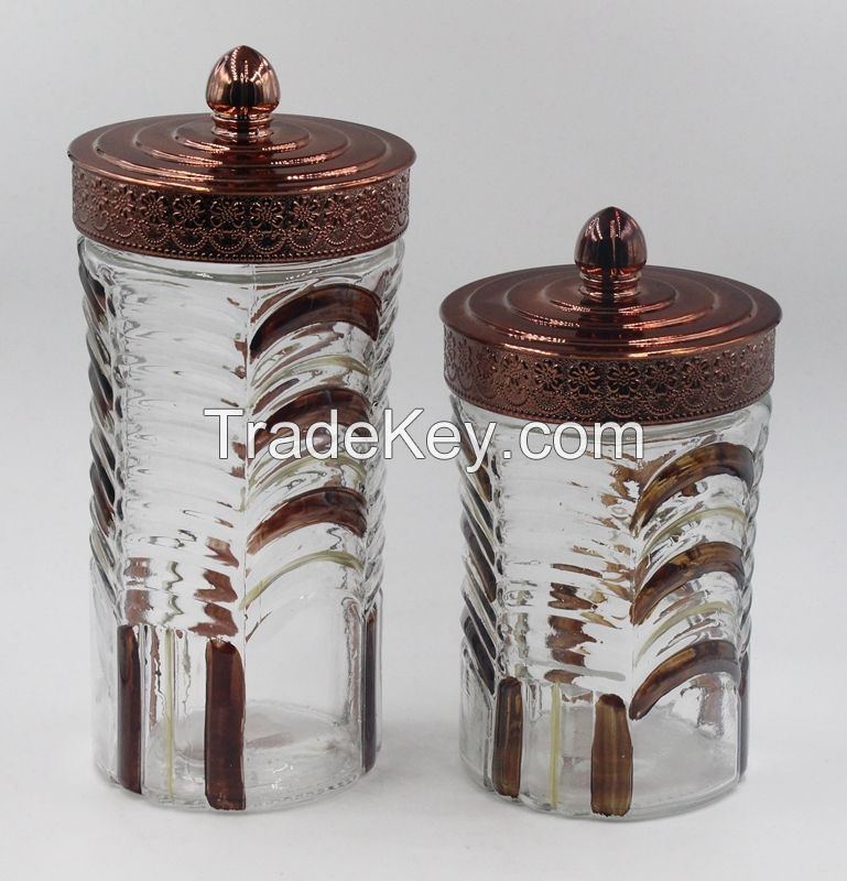 Glass Canister With Color Coat And Lid Color 