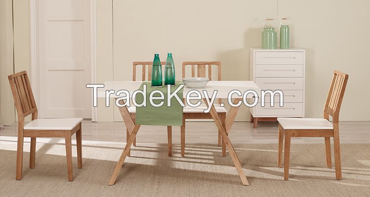 Nordic Style Dining Room Sets Solid Wood Table and Chairs