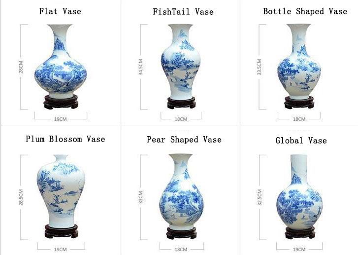 Blue and White Landscape Porcelain Vase