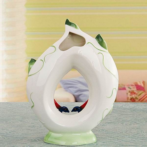 Embossed Peacock Feather Porcelain Enamel Vase