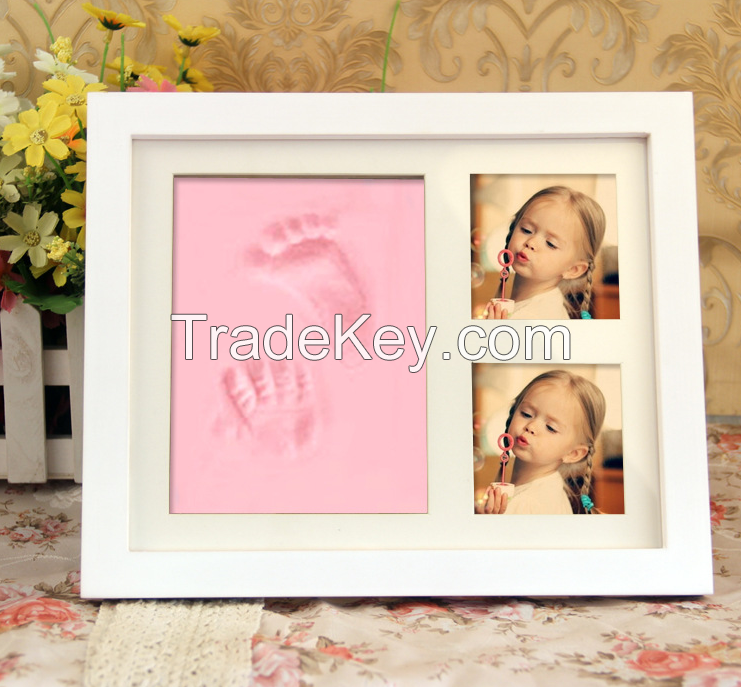 Hotsale mirror frame with handprint baby toys wood   