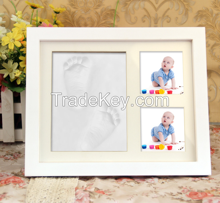 Hotsale mirror frame with handprint baby toys wood   