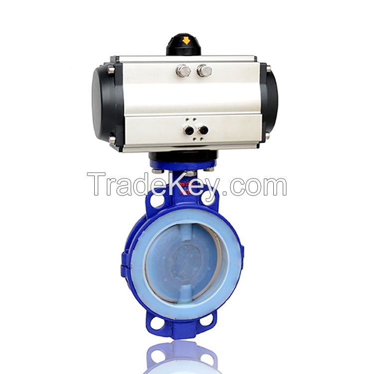 Pneumatic butterfly valve wafer ends double single acting actuator