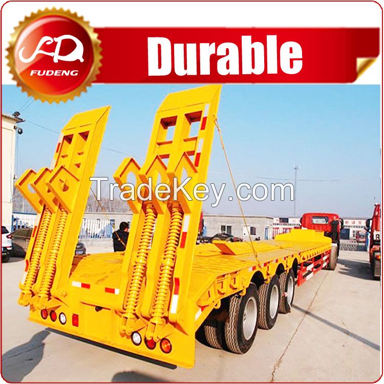 Competitive price 60ton tri axle lowbed semi trailer air suspension for transport Cat D7 D8 D9 bulldozer