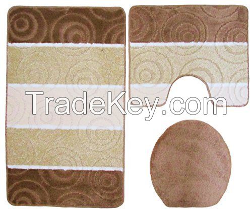 Bath rugs, anti slip rubber back, mixed design