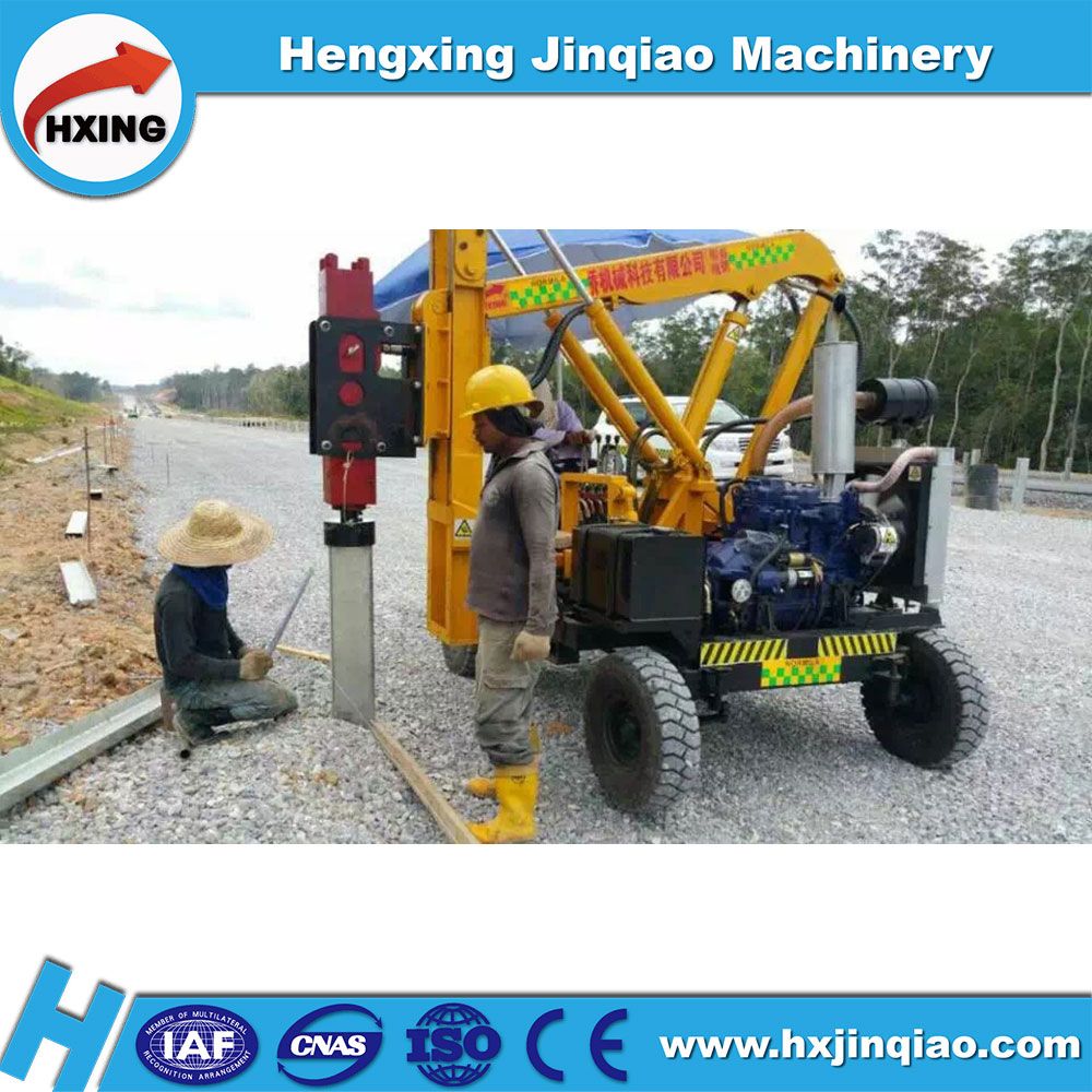 Hydraulic road safety barrier drill rig highway guardrail pile driver machine