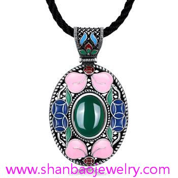 Silver Plated Costume Fashion Jewelry China Style Corumdum Gemstone Women Woman Ladies Party Necklaces