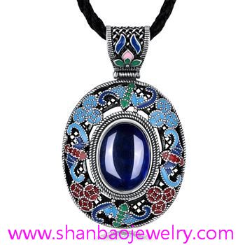 Silver Plated Costume Fashion Gemstone Jewelry China Style Women Ladies Necklaces