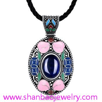 Silver Plated Costume Fashion Jewelry China Style Corumdum Gemstone Women Woman Ladies Party Necklaces