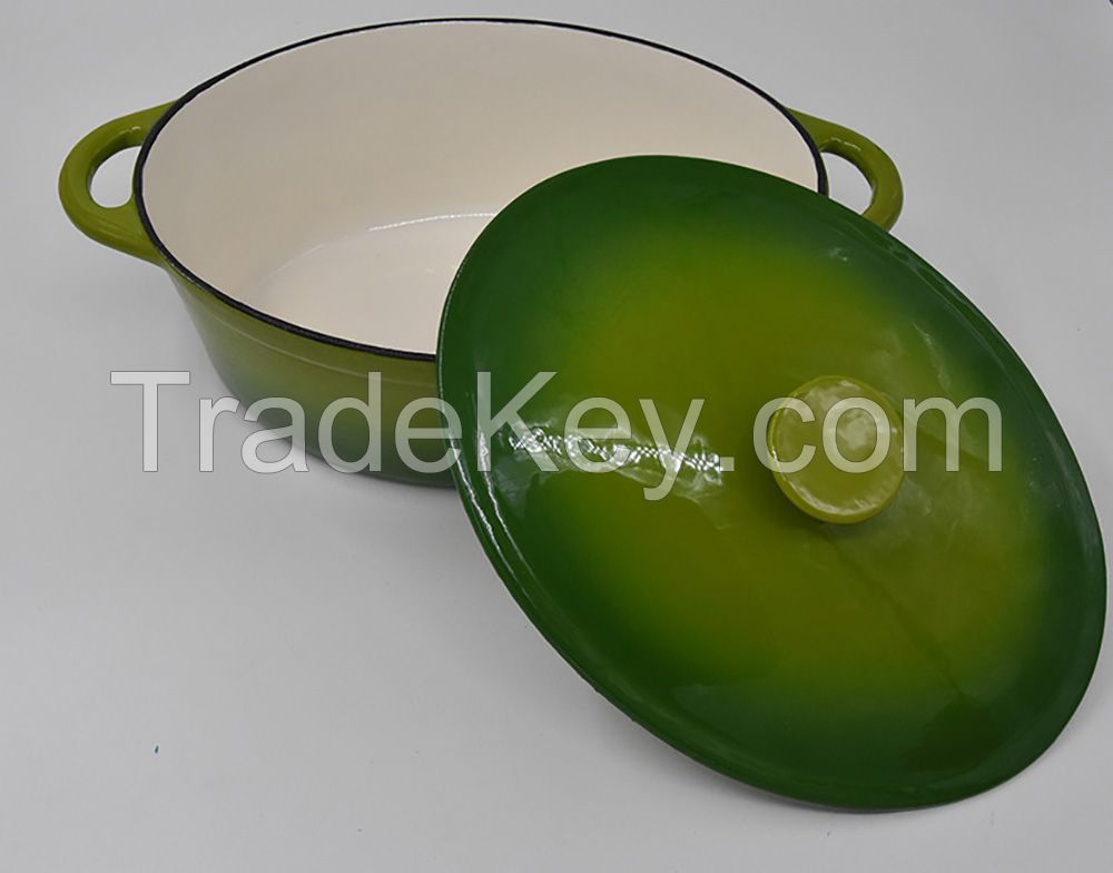 Gourmand enamel cast iron oval dutch oven with cover