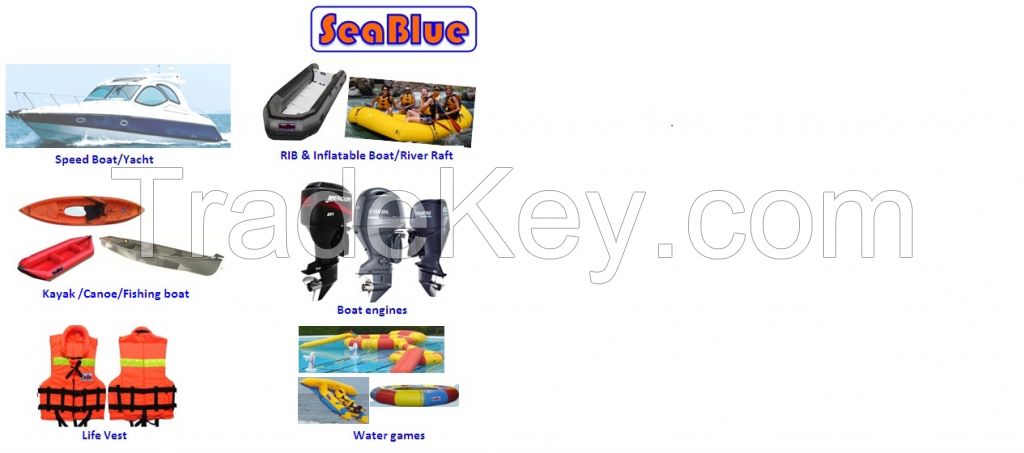 Speed boat, Canoe, Kayak, Fishing boat, Boat engines, Water game, Life vest