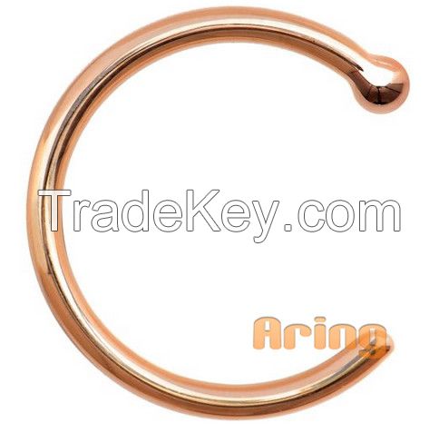 Solid 14k 18k Rose Gold Nose Hoop 18 20 Gauge 5/16&quot;