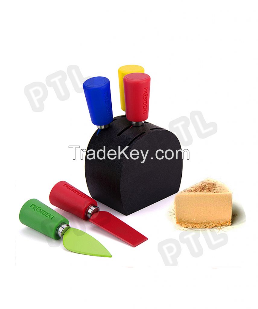 colorful cheese set with black wooden stand(6 pieces) 