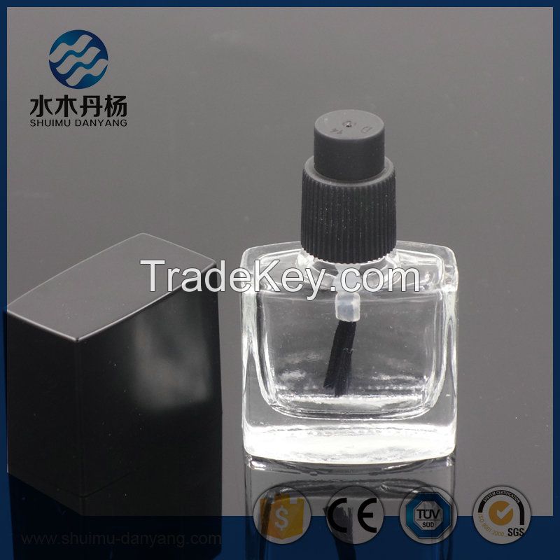 Fancy 8ml flat square clear glassgel polish bottle