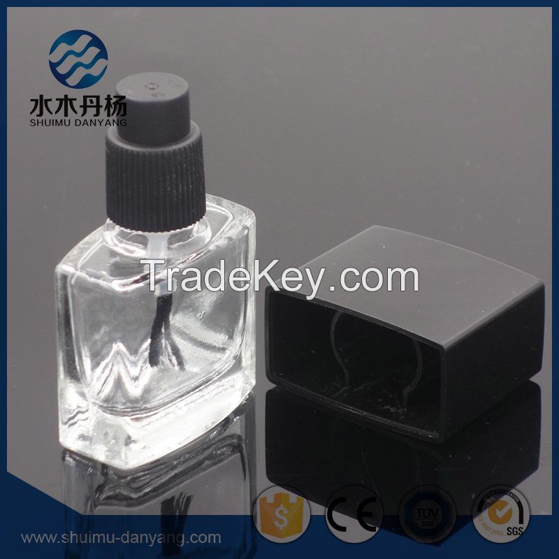 Fancy 8ml flat square clear glassgel polish bottle