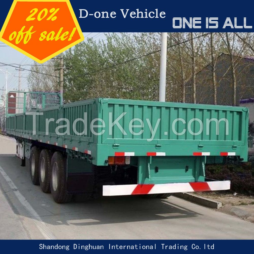 Jinan D-one high quality 3 axle 25-35 ton drop side semi trailer 