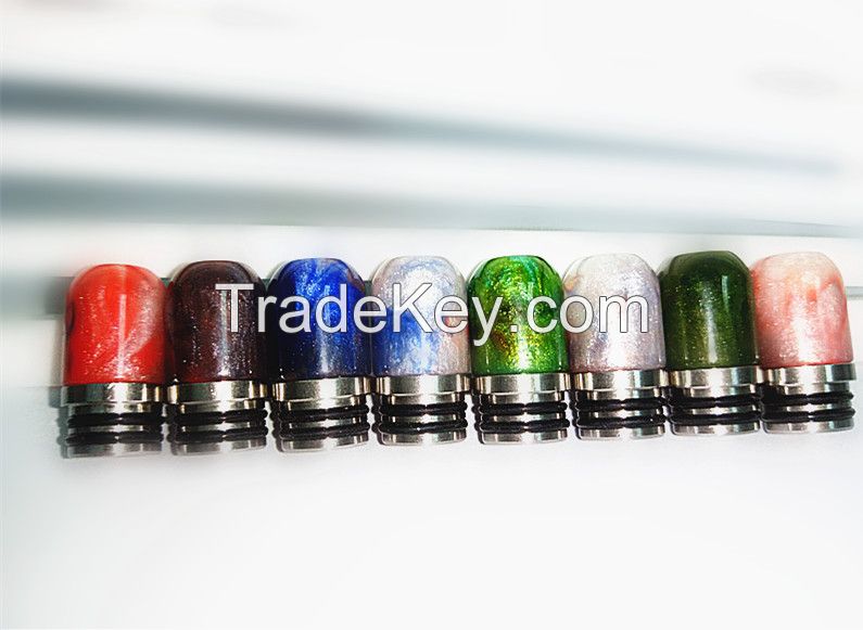 electronic cigarette ecig 510 drip tips made by epoxy resin and stainless  metal