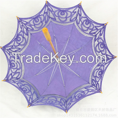 Handcraft  sun umbrella with  lace macrame (purple)