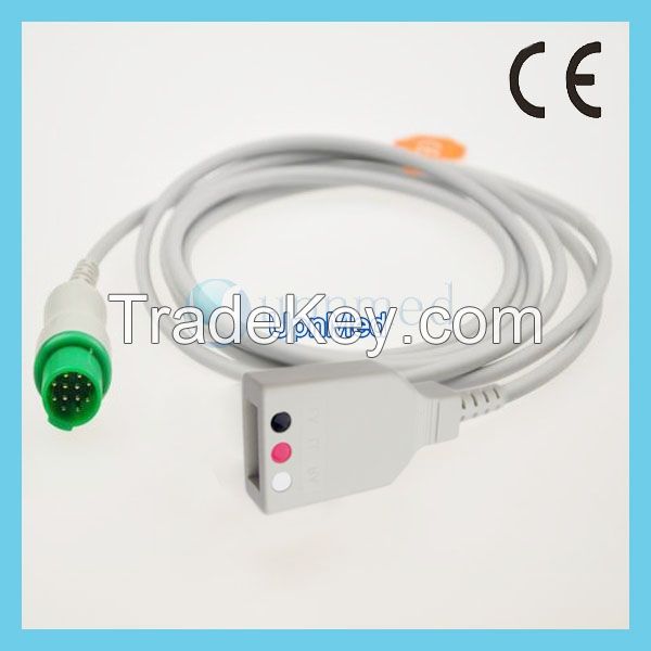 Bruker 12 pins 3-lead ecg trunk cable,IEC,U324-12D3I