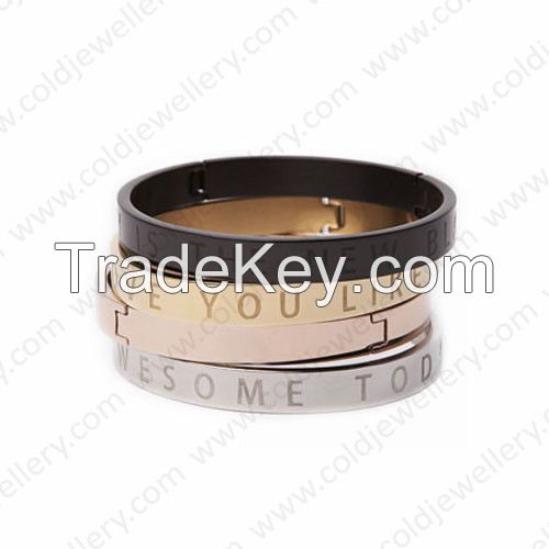 Engrave fashion bangles stainless steel