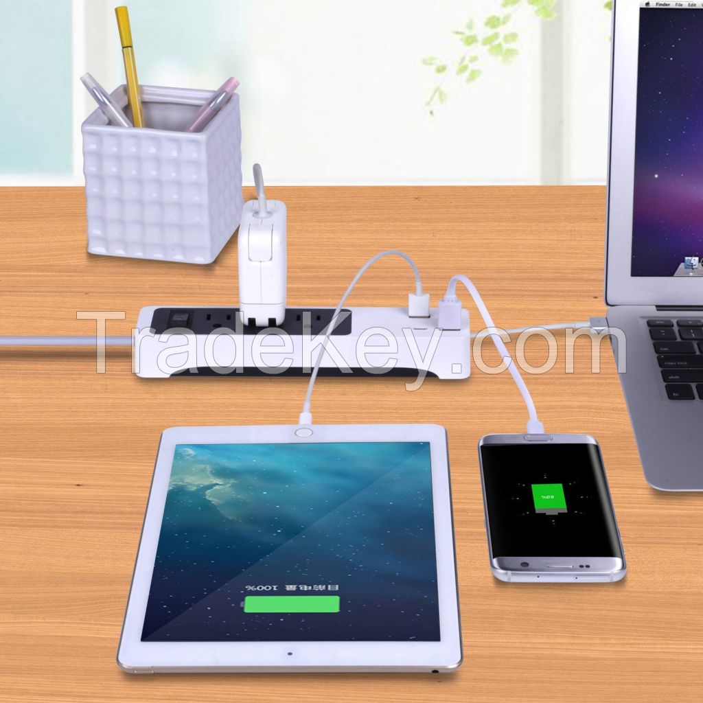 XStrip Type C 3 Gang Surge Protected US Power Strip with USB Charging