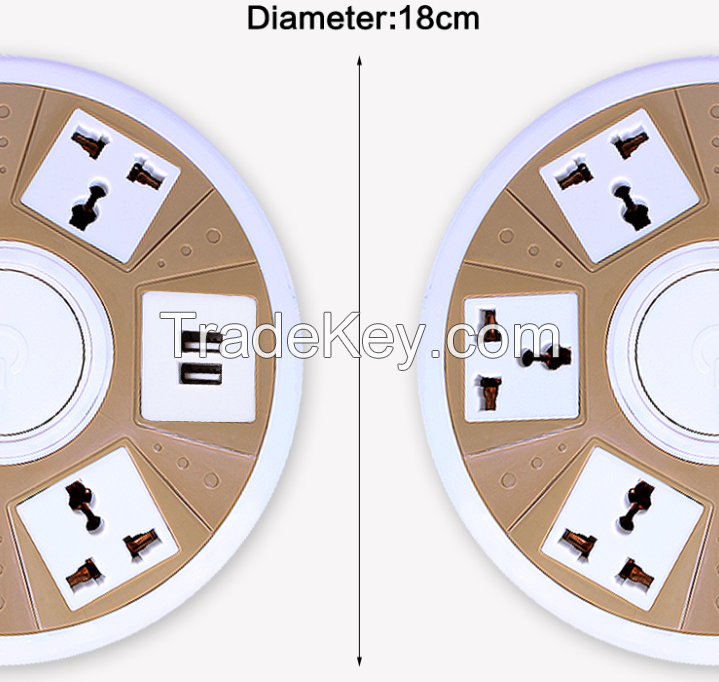 multinational plug socket 6 gang 220V color electrical usb switch socket outlet with surge protector