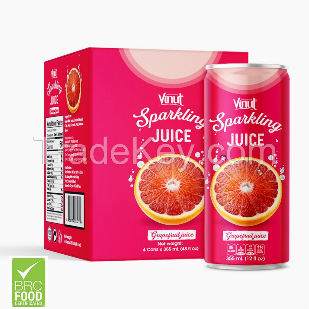 355ml Sparkling water VINUT 4 Cans Grapefruit Juice Manufacturer 100% Pure Beverage Customize Formulation