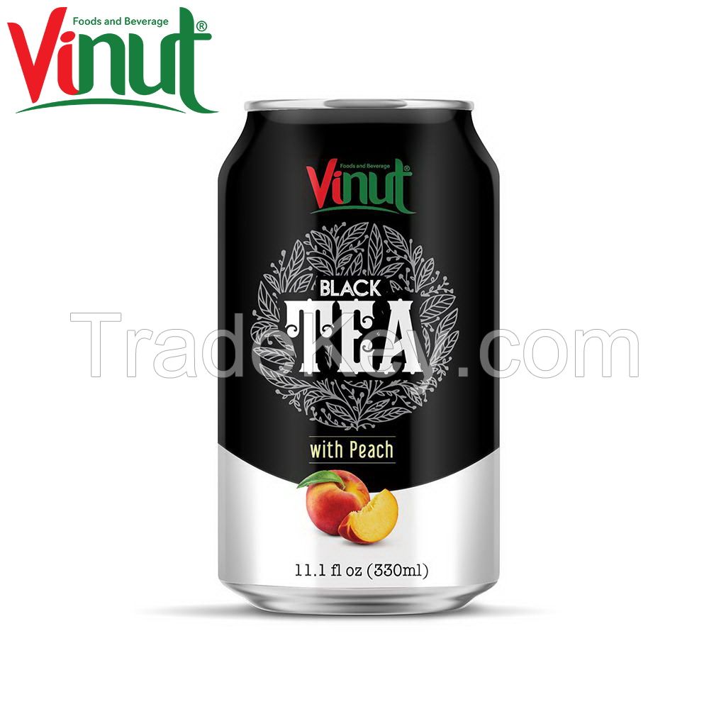 330ml VINUT Soft Drinks Small MOQ Can (Tinned) OEM Good Quality Black tea with Peach flavour