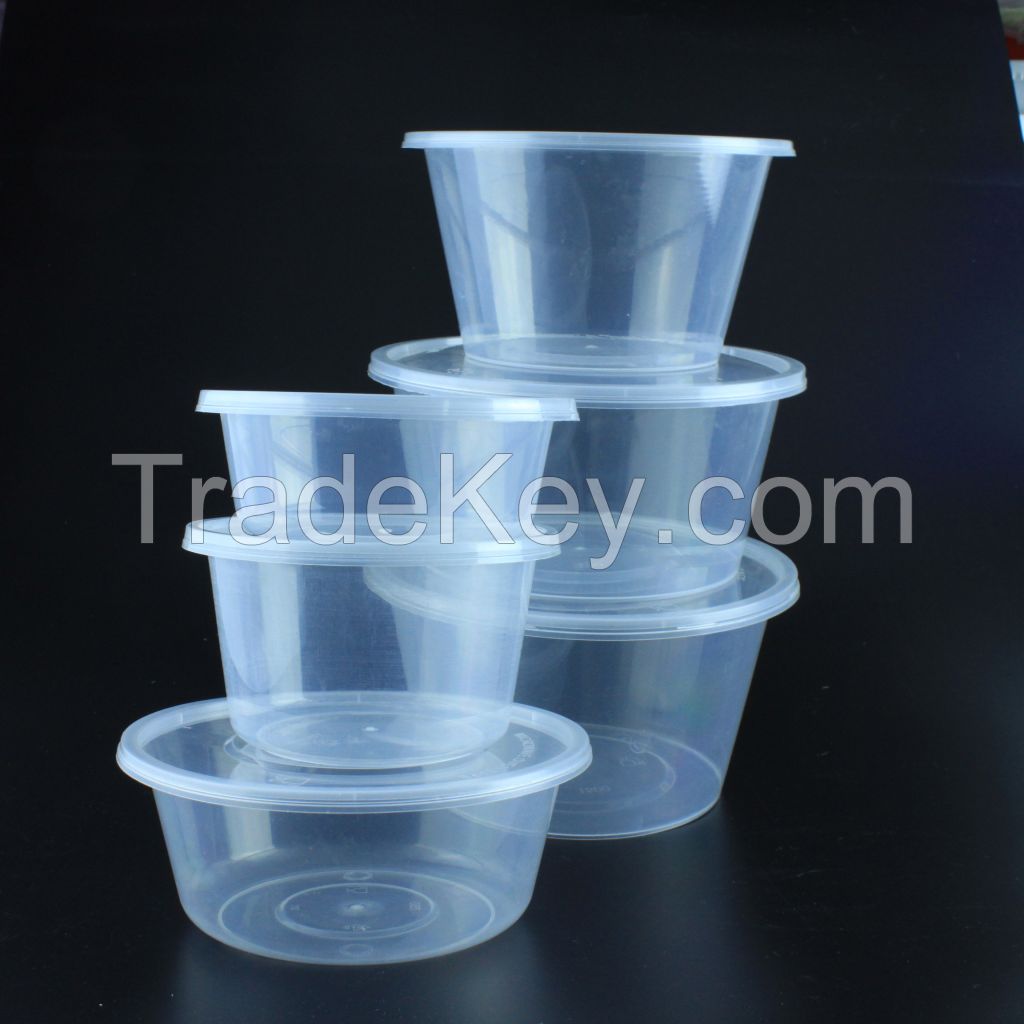 Round Disposable Plastic Take Away Fast Food Container Box with Lid