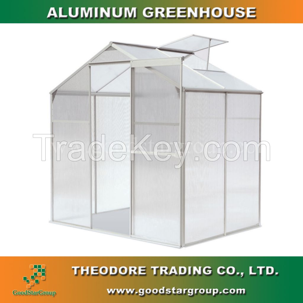 Aluminum Greenhouse Silver Color for backyard garden UV block PC panel hobby greenhouse