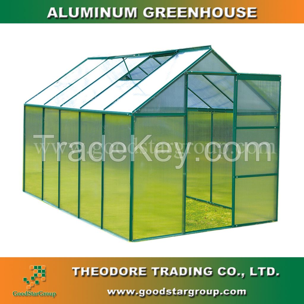 Aluminum Greenhouse Silver Color for backyard garden UV block PC panel hobby greenhouse