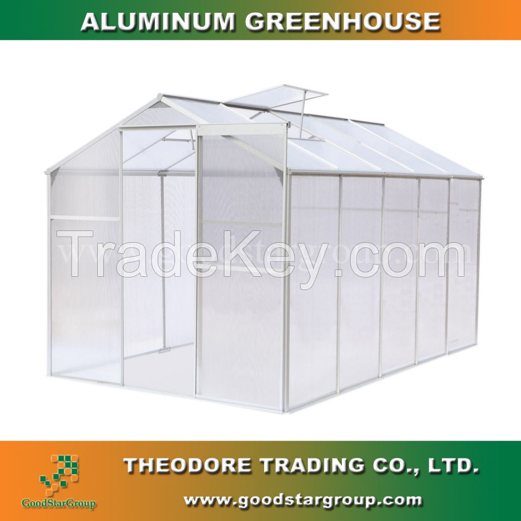 Aluminum Greenhouse Silver Color for backyard garden UV block PC panel hobby greenhouse