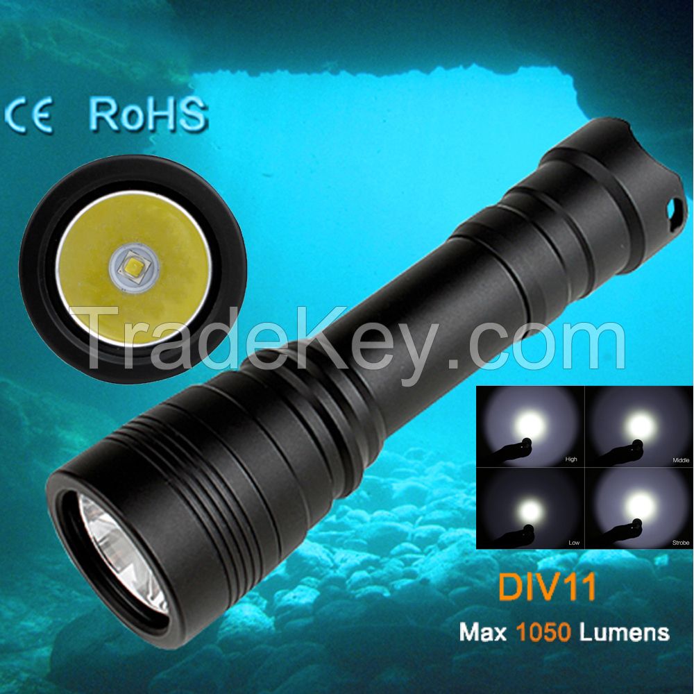 Cree XM-L2 (U2) LED Underwater Primary Light Technical Leisure Diver Diving Flashlight 150M